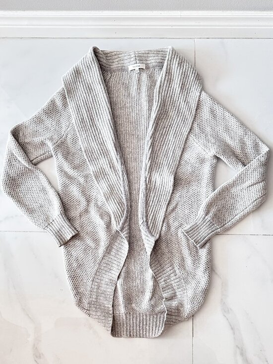Talula Sweaters - TALULA Light Grey Angora, Wool & Cashmere Blend Shawl Collar Open Front Cardigan